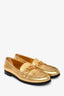Valentino Gold Leather Chain Link Accents Penny Loafers Size 41