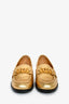 Valentino Gold Leather Chain Link Accents Penny Loafers Size 41