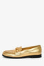 Valentino Gold Leather Chain Link Accents Penny Loafers Size 41