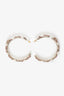 Pre-Loved Chanel™ Silver Tone Pink Leather Chain CC Pearl Hoop Earrings