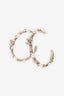 Pre-Loved Chanel™ Silver Tone Pink Leather Chain CC Pearl Hoop Earrings