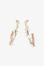 Pre-Loved Chanel™ Silver Tone Pink Leather Chain CC Pearl Hoop Earrings