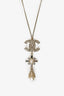 Pre-Loved Chanel™ Gold Tone Crystal Pearl CC Drop Necklace