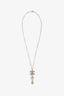 Pre-Loved Chanel™ Gold Tone Crystal Pearl CC Drop Necklace