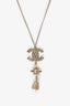 Pre-Loved Chanel™ Gold Tone Crystal Pearl CC Drop Necklace