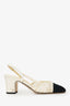 Pre-Loved Chanel™ White/Black Lace Cap Toe Slingback Sandals Size 36