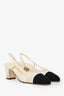 Pre-Loved Chanel™ White/Black Lace Cap Toe Slingback Sandals Size 36