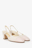 Pre-Loved Chanel™ White/Pink Cap Toe CC Slingback Sandals Size 36