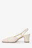 Pre-Loved Chanel™ White/Pink Cap Toe CC Slingback Sandals Size 36