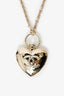 Pre-Loved Chanel™ 22C Gold tone Pearl Puff Heart Locket Necklace
