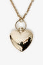 Pre-Loved Chanel™ 22C Gold tone Pearl Puff Heart Locket Necklace