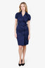 Ralph Lauren Navy Stretch Cotton Shirt Belted Dress Size 2