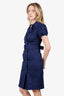 Ralph Lauren Navy Stretch Cotton Shirt Belted Dress Size 2