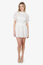 Self-Portrait White Broderie Crochet Puff Sleeve Mini Dress Size 2