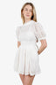 Self-Portrait White Broderie Crochet Puff Sleeve Mini Dress Size 2
