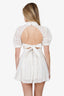 Self-Portrait White Broderie Crochet Puff Sleeve Mini Dress Size 2