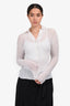 Issey Miyake Fête White Pleated Button Down Top Size 2