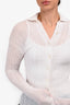 Issey Miyake Fête White Pleated Button Down Top Size 2