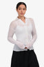 Issey Miyake Fête White Pleated Button Down Top Size 2