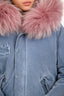 Mr & Mrs Italy Blue Denim Hooded Jacket with Removable Pink Fur Size XS