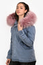 Mr & Mrs Italy Blue Denim Hooded Jacket with Removable Pink Fur Size XS