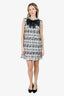 Oscar De La Renta Black and White Tweed Bow Mini Dress Size 12