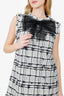 Oscar De La Renta Black and White Tweed Bow Mini Dress Size 12