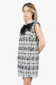 Oscar De La Renta Black and White Tweed Bow Mini Dress Size 12