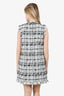 Oscar De La Renta Black and White Tweed Bow Mini Dress Size 12