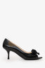Prada Black Patent Leather Open Toe Bow Pumps Size 38