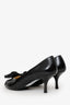 Prada Black Patent Leather Open Toe Bow Pumps Size 38