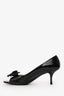 Prada Black Patent Leather Open Toe Bow Pumps Size 38