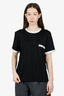 Pre-Loved Chanel™ 25A Black and White Viscose Button T-shirt Size 40