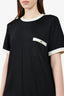 Pre-Loved Chanel™ 25A Black and White Viscose Button T-shirt Size 40