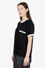 Pre-Loved Chanel™ 25A Black and White Viscose Button T-shirt Size 40