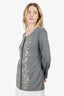 Oscar De La Renta Grey Cashmere Crystal Embellished Cardigan Size L