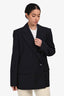 Tibi Navy Curved Hem Double Breasted Blazer Size 4