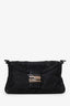 Fendi Black FF Zucca Beaded Lizard Trimmed Baguette