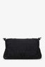 Fendi Black FF Zucca Beaded Lizard Trimmed Baguette