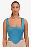 Guizio Blue Satin Crystal Embellished Corset Top Size Large