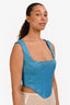 Guizio Blue Satin Crystal Embellished Corset Top Size Large
