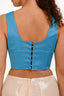 Guizio Blue Satin Crystal Embellished Corset Top Size Large