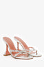 Amina Muaddi Silver Metallic Crystal Embellished Lily 95mm Mules Size 36.5