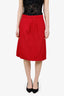 Prada Red Wool Midi Skirt Size 46