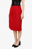 Prada Red Wool Midi Skirt Size 46