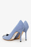 Manolo Blahnik Blue Check Gingham Hangisi Pump Size 37.5