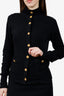 Pre-Loved Chanel™ Chanel Black Cashmere CC Gold Button Cardigan Size 40