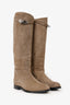 Hermès Etoupe Supple Suede Jumping Boots Size 39