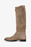Hermès Etoupe Supple Suede Jumping Boots Size 39
