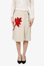 Marni Cream/Red Silk Tulip Printed Midi Skirt Size 42